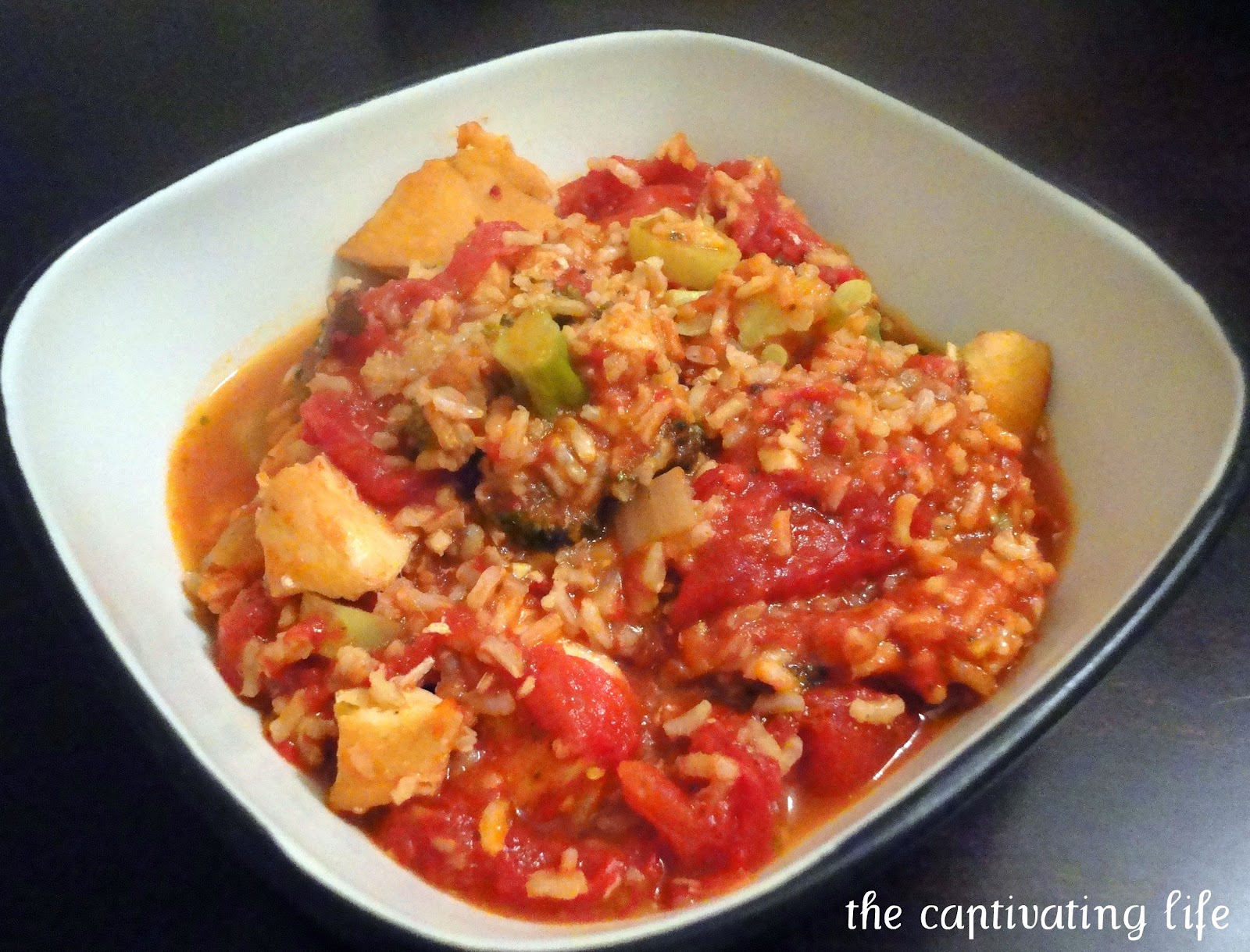 The Captivating Life Tomato Braised Chicken with Broccoli and Brown Rice