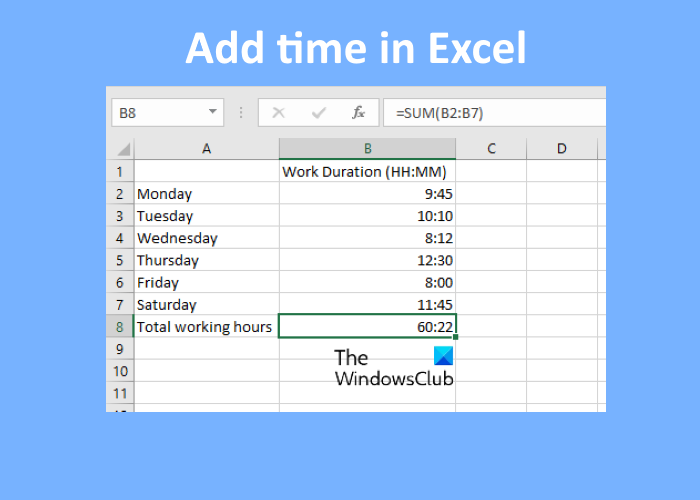 como sumar tiempo en excel