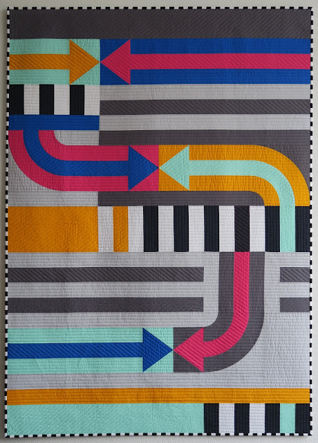 Luna Lovequilts - Funky Town a bright and modern quilt inspired by Craig and Karl artworks