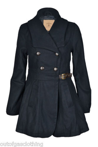 London Black in News: Womens Belted Winter Jacket / Coat