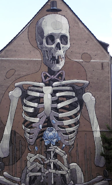 Street Art By Aryz in Germany For Cityleaks 2013. skeleton close up