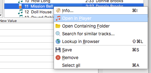 Open with the music player