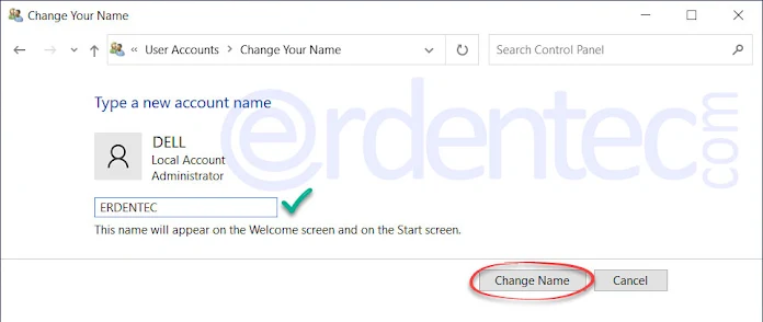 Change Windows 10 Username, Rename User Account
