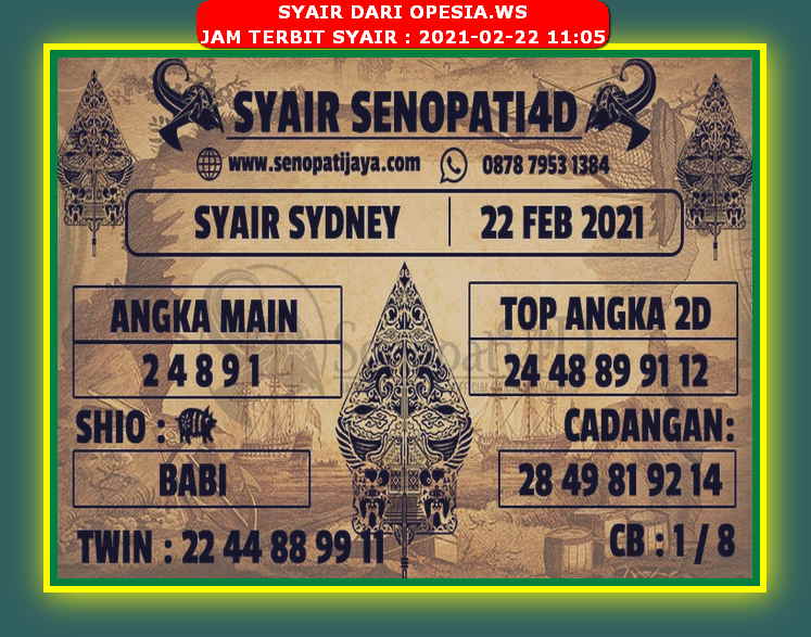 Syair Sdy Hari Ini Senin 22 Februari 2021 Opesia Official