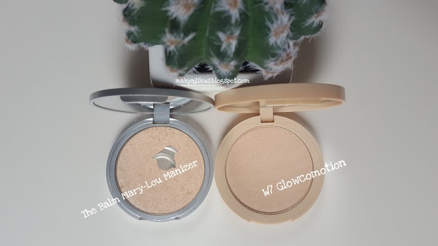 W7 Glowcomotion Aydınlatıcı vs The Balm Mary-Lou Manizer W7 Glowcomotion Shimmer Highlighter Eyeshadow