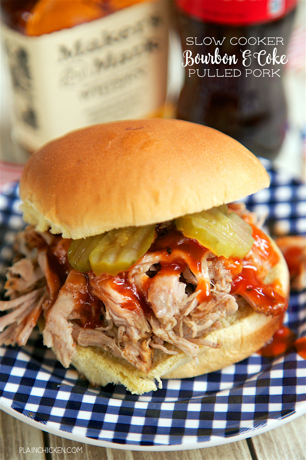 Slow Cooker Bourbon and Coke Pulled Pork Plain Chicken