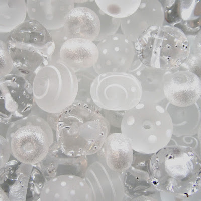 Clear & White Lampwork Beads