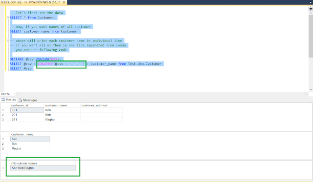 How To Convert Result Of SELECT Command To Comma Separated String In 
