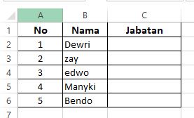 Tabel validation Dropdown list