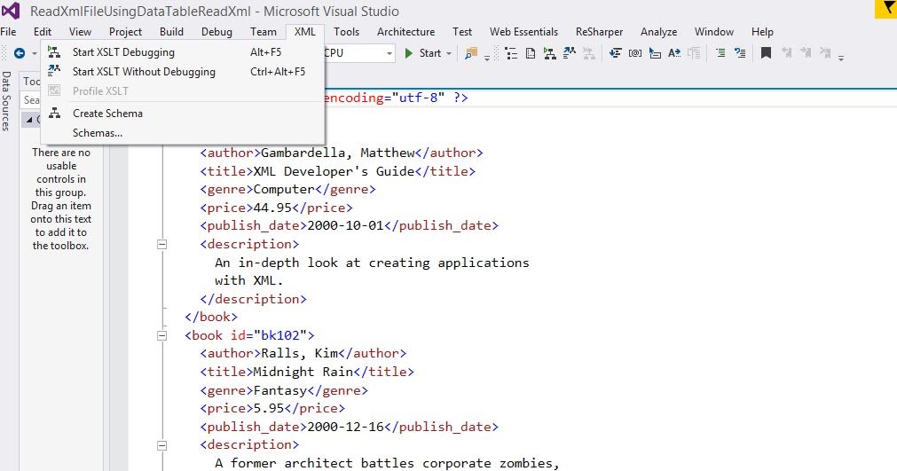 How To Read XML File Using DataTable.ReadXml() In C#