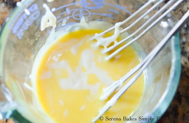 Whisk Butterscotch mixture into eggs.