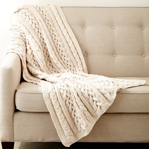 Braided Cables Knit Throw - Free Pattern
