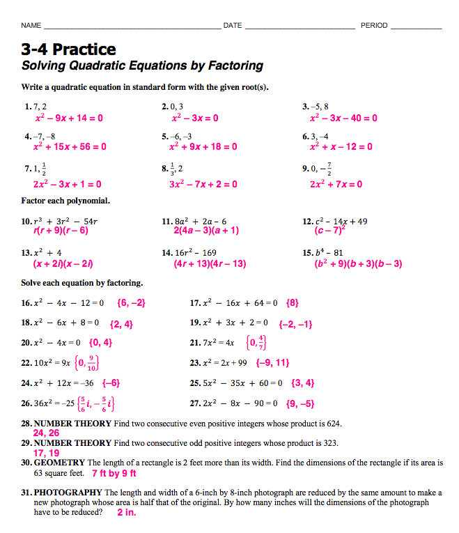 practice and problem solving answer key