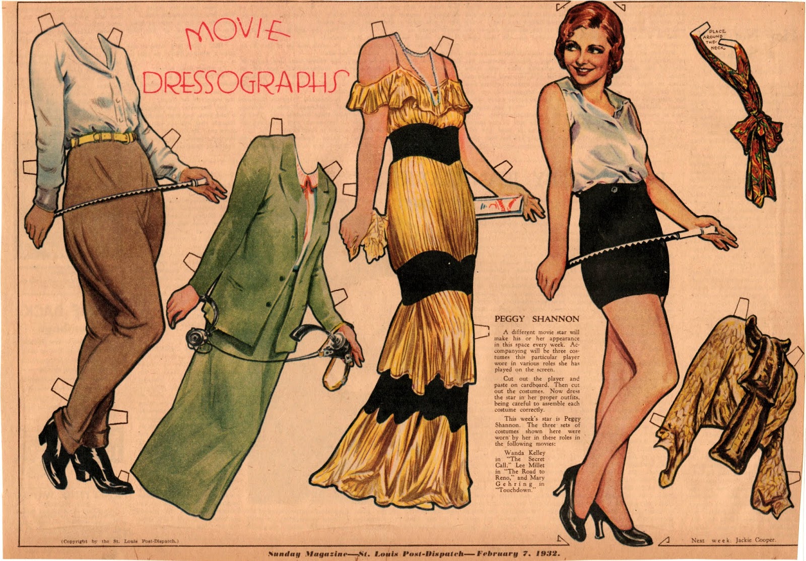 Miss Missy Paper Dolls Movie Dressographs Peggy Shannon