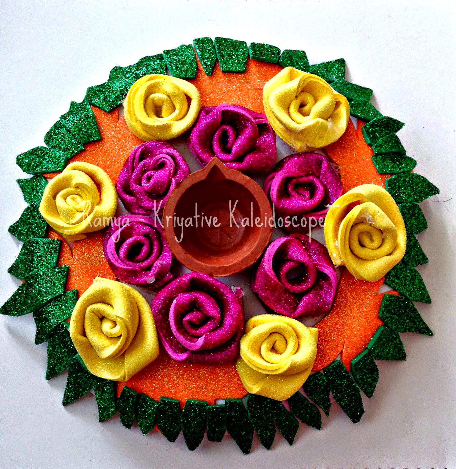 DIYA PLATTER USING GLITTER FOAM SHEETS KRIYATIVE KALEIDOSCOPE