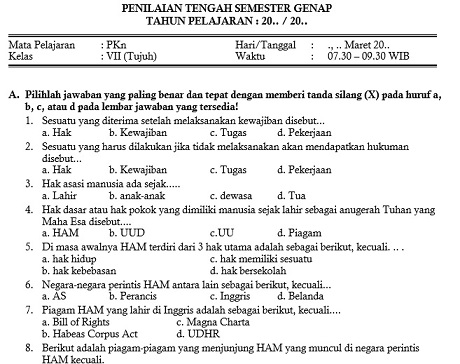 Soal essay pkn kelas 7 semester 2