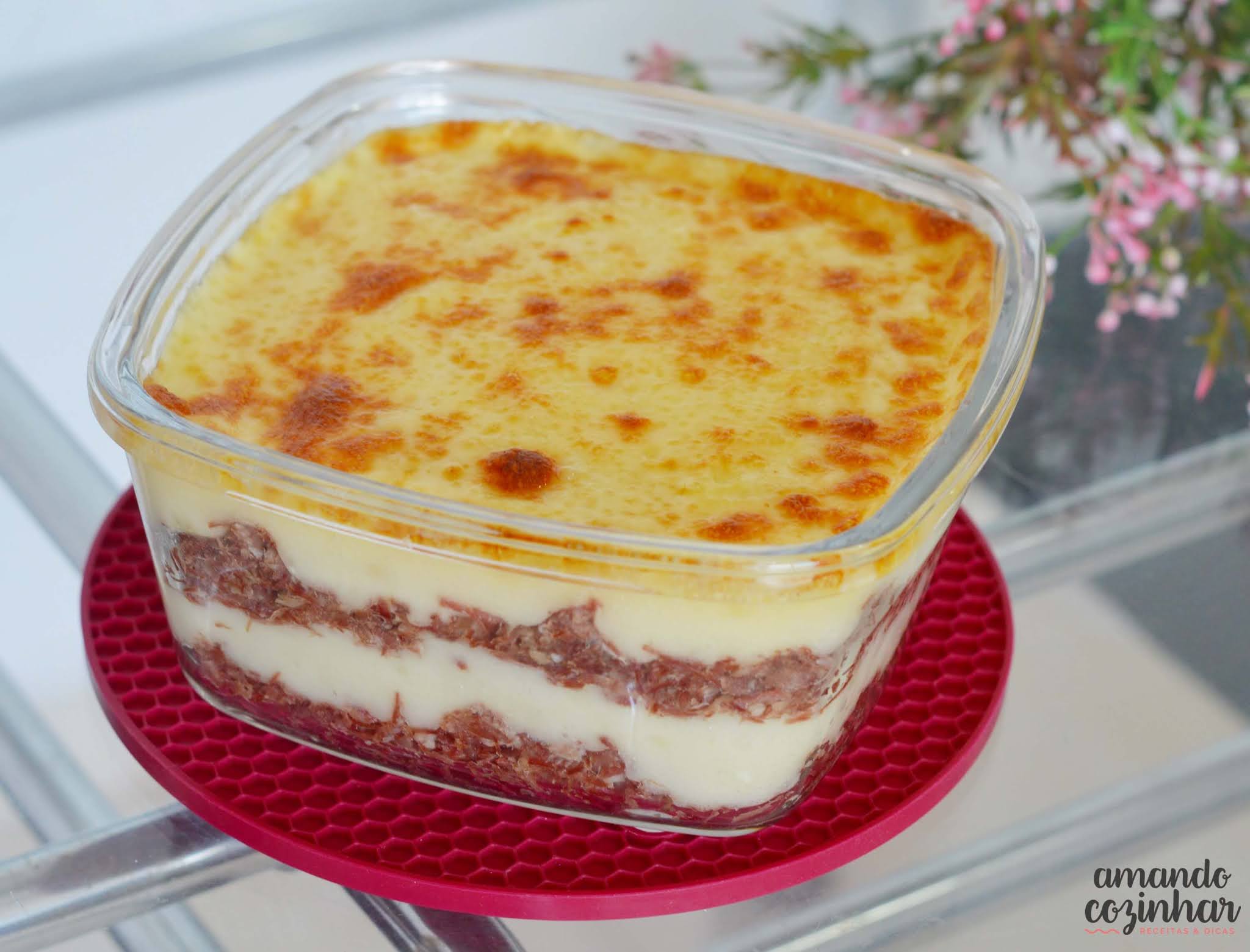Escondidinho de macaxeira com carne seca Amando Cozinhar