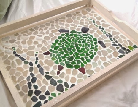 sea glass mosaic tray