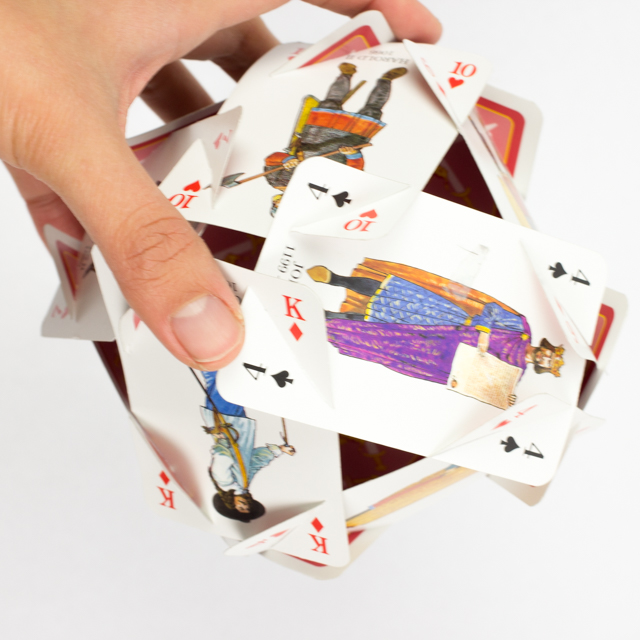 how to make cool card sculptures from playing cards- such a fun STEAM activity to try out with kids!
