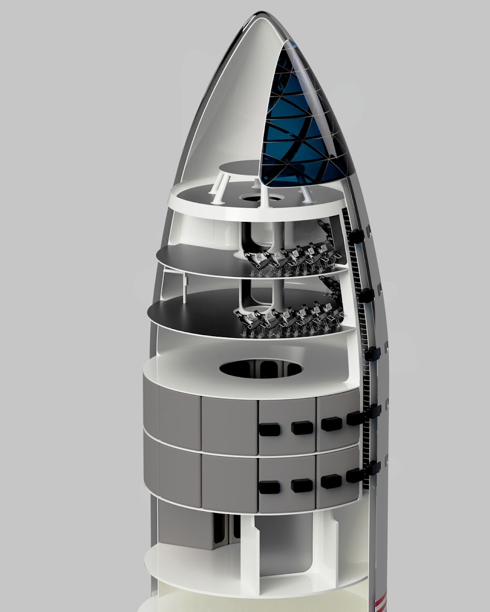 Internal structure of SpaceX Starship by William Falconer-Beach - crew section