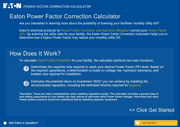 Power Factor Correction Calculation Chart