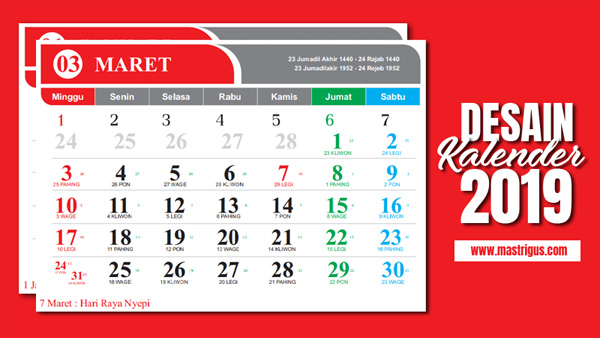Desain Kalender 2019 Cdr Lengkap Jawa Hijriyah Indonesia