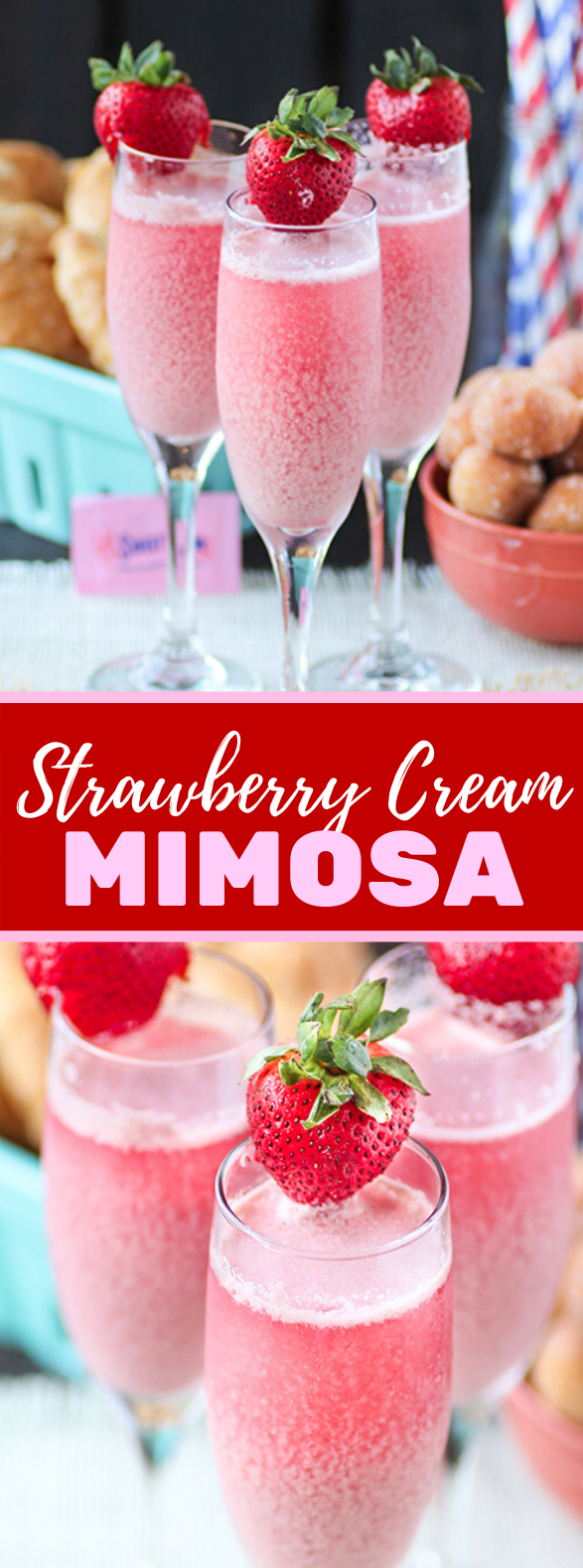 Strawberry Cream Mimosa #drinks #holiday