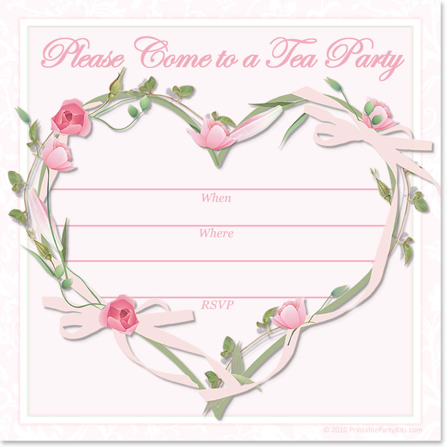 Free Printable Pink Tea Party Invitations Free Printable Party 