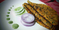 Serving Methi paratha with garnished for Methi paratha recipe