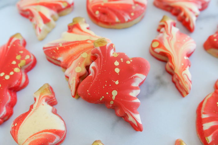 Double Marbled Christmas Ornament Cookies