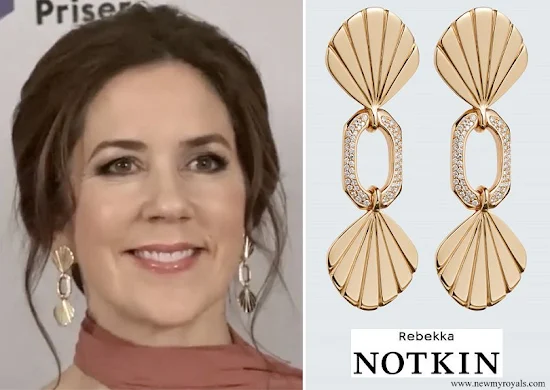 Crown Princess Mary wore Rebekka NOTKIN Darling Diamond Gold Earrings