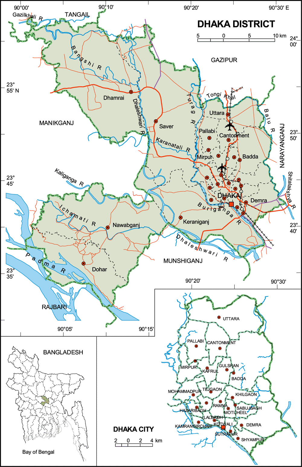 Dhaka District Map Bangladesh