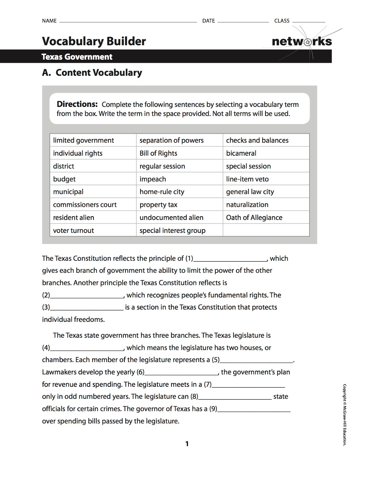 Ehms Texas History Chapter 28 Vocabulary Builder Worksheet Due Chapter 28 Summary And Take Home Test Coming Wednesday