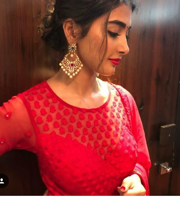 Actress Pooja Hegde Latest Hot Pics In Red Dress 20