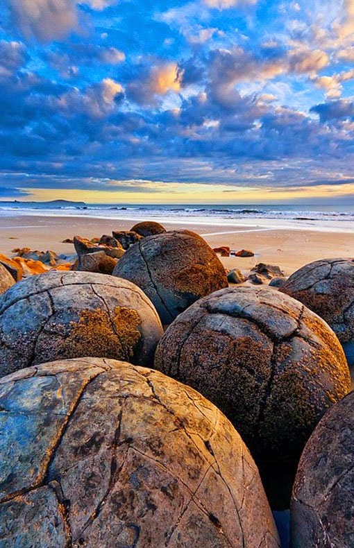The Moeraki Boulders (Dragon Eggs) In Koekohe Beach, New Zealand