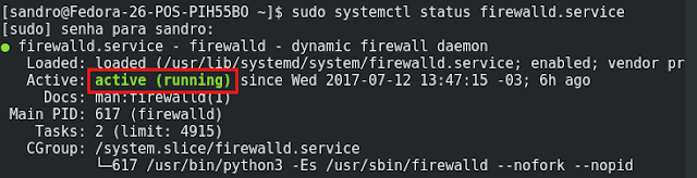 Firewall está ativo no Fedora 26 Workstation