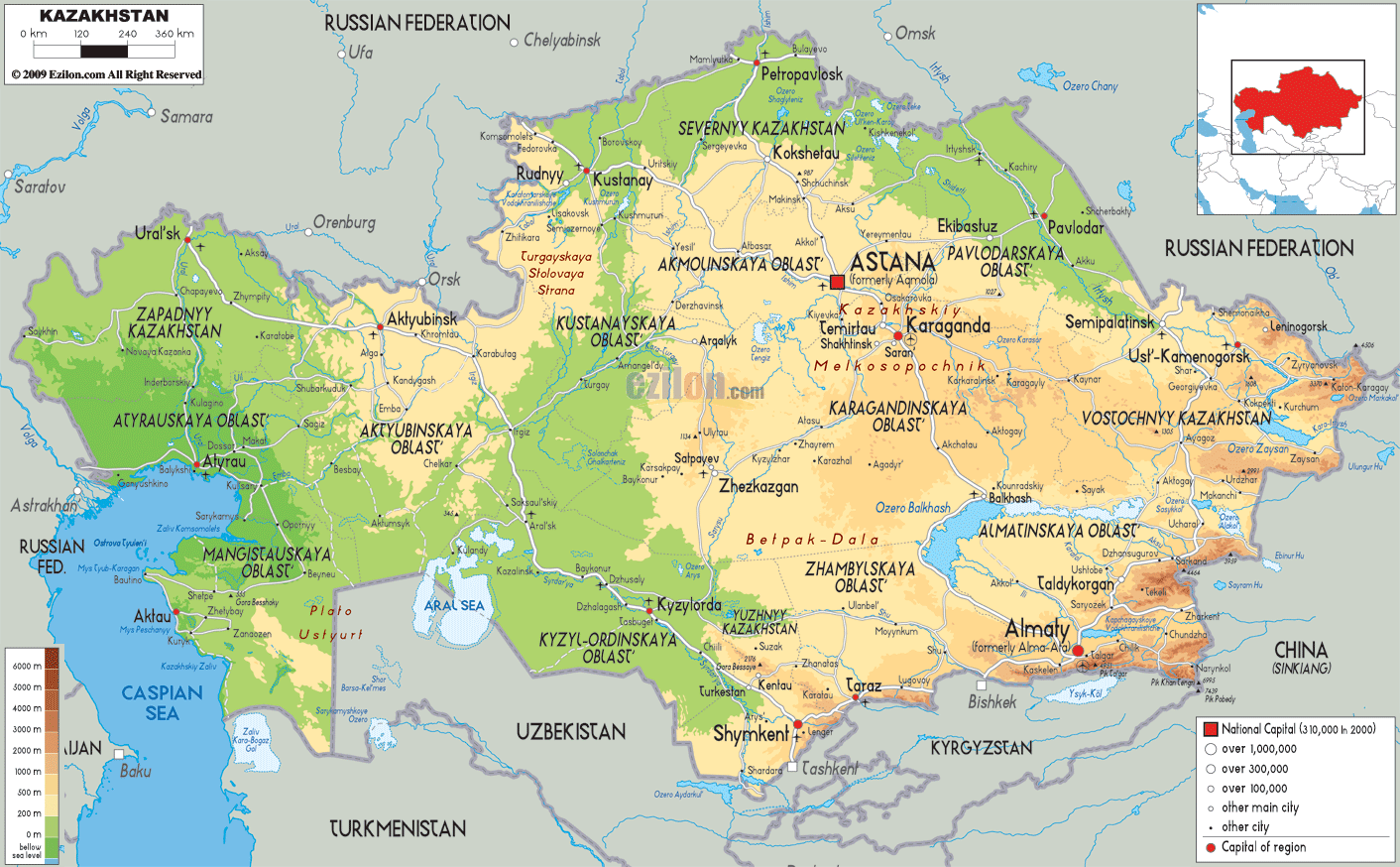 Kasachstan - Geographische Karten Kasachstan - Alle Deutschland
