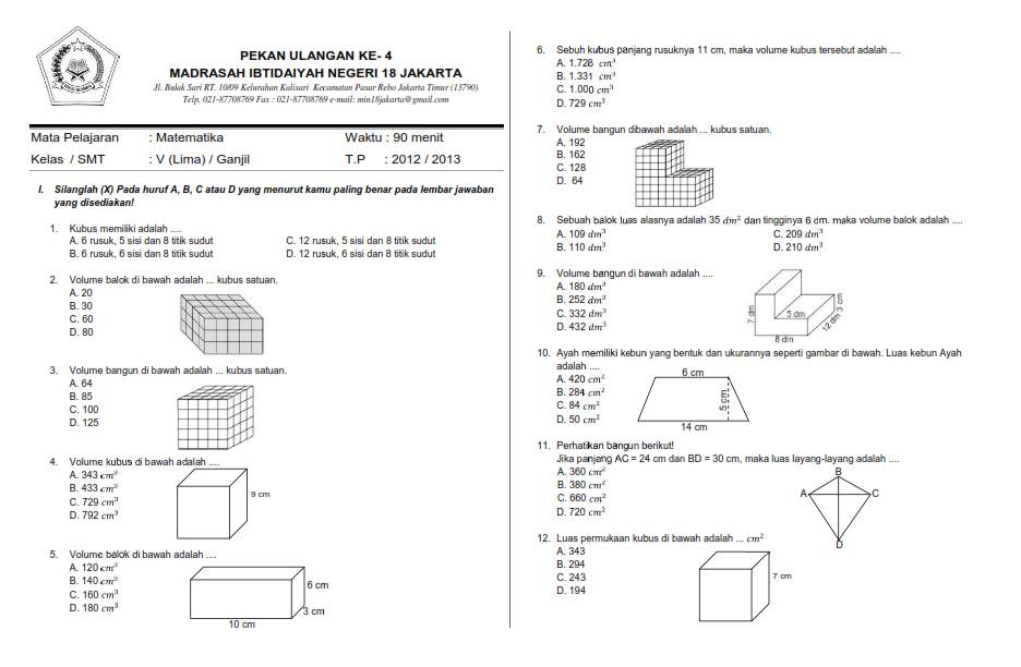 Soal Uts Matematika Sd Kelas 6 Semester 1 2013 Loopinstalzoneu5