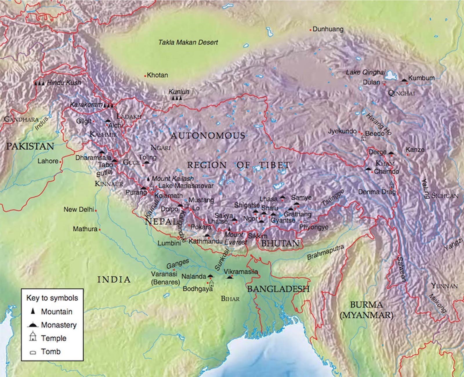 Какие горы расположены в евразии. Горы Гималаи на карте. Тибетское Нагорье и Гималаи на карте. Памир Тянь Шань Гималаи на карте. Памир Тибет Гималаи на карте.