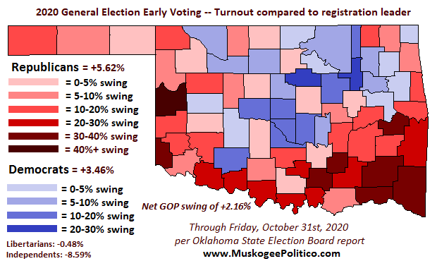 Maps: see where the GOP and Dems are overperforming in Oklahoma Early Maps: see where the GOP and Dems are overperforming in Oklahoma Early