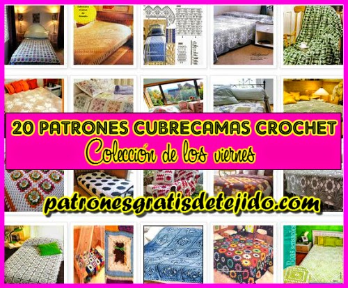 20 diagramas de patrones ganchillo para tejer mantas y cubrecamas