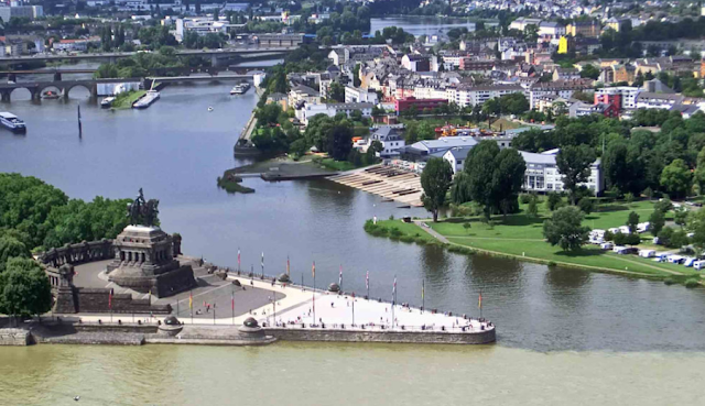 The confluence of the river Mosel and the Rhine River, Germany The confluence of the river Mosel and the Rhine River, Germany