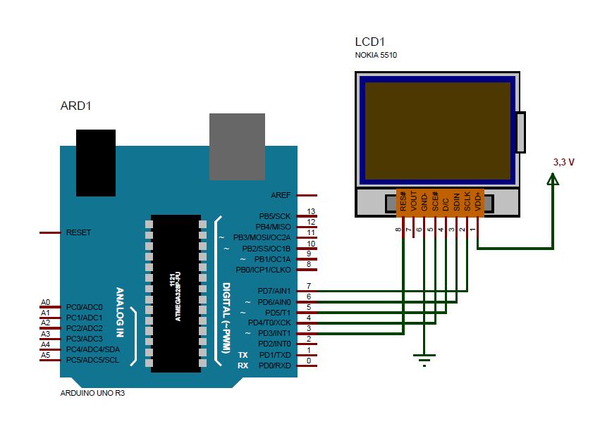 Arduino - Nokia 5110 Wiring