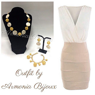 outfit ecrù seta oro bijoux