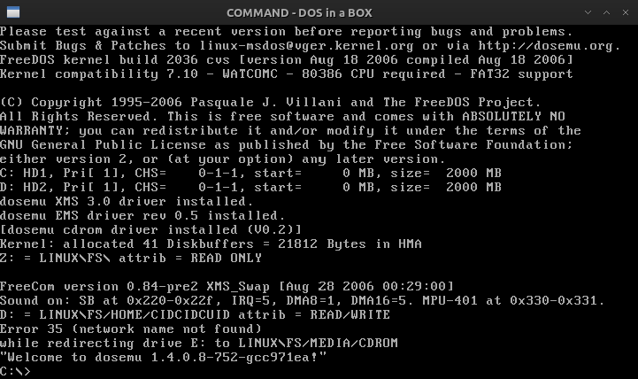 DOSEmu - DOS Emulator on archlinux