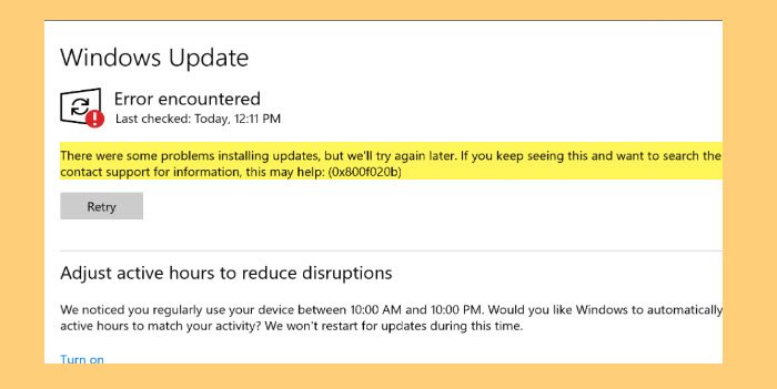 Napraw błąd aktualizacji systemu Windows 0x800f020b