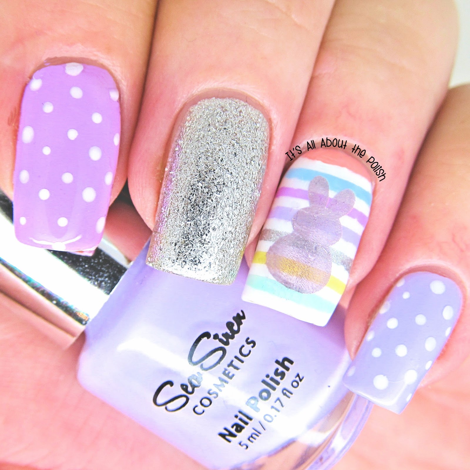It's all about the polish: Easter Nail design - pastel stripes and bunny