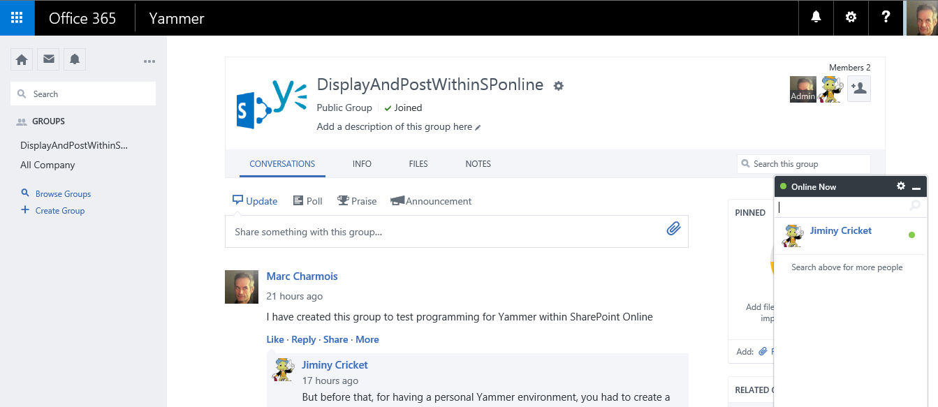 Azure And Co Programmatically Embed A Yammer Feed Into A Sharepoint Online Site