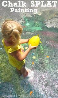 Sidewalk SPLAT painting with chalk filled balloons