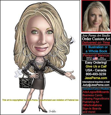 Real Estate Agent with Purse Caricature Ad